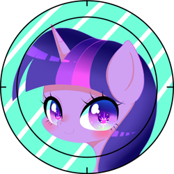Size: 736x736 | Tagged: safe, artist:yuzuko, artist:yzkxxx0069, character:twilight sparkle, species:pony, blushing, bust, cute, cutie mark eyes, female, looking at you, mare, portrait, solo, twiabetes, wingding eyes