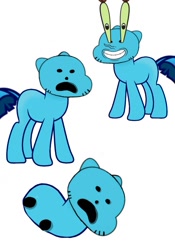 Size: 709x1010 | Tagged: safe, artist:samueldavillo, species:crab, species:earth pony, species:pony, cursed image, gumball watterson, hide and seek, scared, the amazing world of gumball, transformation