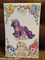 Size: 3024x4032 | Tagged: safe, artist:helicityponi, character:applejack, character:fluttershy, character:pinkie pie, character:rainbow dash, character:rarity, character:twilight sparkle, character:twilight sparkle (alicorn), species:alicorn, species:earth pony, species:pegasus, species:pony, species:unicorn, episode:the last problem, g4, my little pony: friendship is magic, mane six, modern art, nouveau, older, older applejack, older fluttershy, older mane six, older pinkie pie, older rainbow dash, older rarity, older twilight, princess twilight 2.0