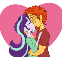 Size: 1263x1165 | Tagged: safe, artist:ponyretirementhome, character:starlight glimmer, character:sunburst, ship:starburst, my little pony:equestria girls, eyes closed, female, kissing, male, shipping, straight