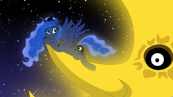 Size: 6000x3375 | Tagged: safe, artist:steampunk-brony, character:princess luna, species:pony, absurd resolution, cute, female, lunabetes, solo, soul eater, soul eater moon, space, stars, tangible heavenly object