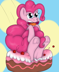 Size: 1400x1700 | Tagged: safe, artist:pavlovzdawg, character:pinkie pie, species:earth pony, species:pony, cake, female, food, solo