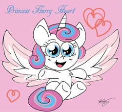 Size: 1080x989 | Tagged: safe, artist:chibi-cat-girl101, artist:pinkamena-chan, character:princess flurry heart, species:alicorn, species:pony, spoiler:s06, female, heart, smiling, solo, spread wings, wings