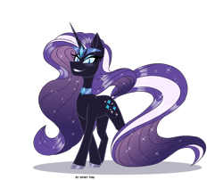 Size: 2100x1700 | Tagged: safe, artist:spirit-fire360, character:nightmare rarity, character:rarity, evil grin, female, grin, signature, simple background, smiling, solo, transparent background