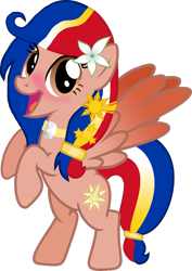 Size: 1280x1806 | Tagged: safe, artist:crisostomo-ibarra, oc, oc only, oc:pearl shine, species:pegasus, species:pony, cute, flower, flower in hair, looking at you, ocbetes, philippines, ponified, raised hoof, solo, vector
