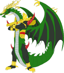 Size: 2291x2618 | Tagged: safe, artist:crisostomo-ibarra, part of a set, oc, oc only, oc:dai shen long, species:dragon, armband, armor, chinese dragon, colored sclera, crossed arms, dragon lord, dragon oc, male, red sclera, simple background, solo, transparent background