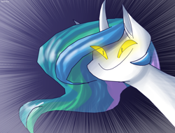 Size: 2100x1600 | Tagged: safe, artist:spirit-fire360, character:princess celestia, species:alicorn, species:pony, creepy, creepy smile, faec, female, glowing eyes, mare, no nose, reaction image, smiling, solo, stylistic suck