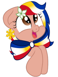 Size: 226x301 | Tagged: safe, artist:swivel starsong, artist:xxxdavid09xxx, part of a set, oc, oc only, oc:pearl shine, species:pegasus, species:pony, nation ponies, be the gift, bow tie, cute, female, flower, mare, philippines, ponified, project seaponycon, simple background, solo, transparent background