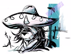 Size: 1920x1440 | Tagged: safe, artist:chaosmauser, character:king sombra, abstract background, deviantart watermark, eye glint, eyepatch, king sombrero, male, metal gear, metal gear rising, obtrusive watermark, raiden, solo, sombrero, video game reference, watermark