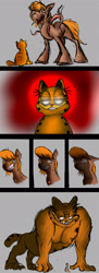 Size: 1000x2739 | Tagged: safe, artist:jellymaggot, oc, oc only, oc:thingpone, species:pony, always a bigger fish, cat, comic, crossover, cursed image, garfield, gorefield, growth, i'm sorry jon, monster pony, original species