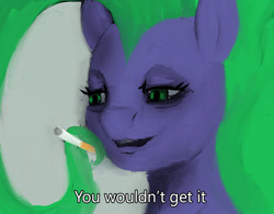 Size: 949x742 | Tagged: safe, artist:jellymaggot, character:mane-iac, species:earth pony, species:pony, /mlp/, 4chan, cigarette, drawthread, meme, ponified, ponified meme, solo, subtitles, the joker
