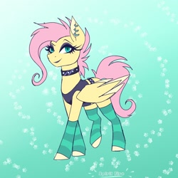 Size: 1500x1500 | Tagged: safe, artist:spirit-fire360, character:fluttershy, species:pegasus, species:pony, episode:the road less scheduled, g4, my little pony: equestria girls, my little pony:equestria girls, spoiler:choose your own ending (season 2), spoiler:eqg series (season 2), alternate hairstyle, choker, chokershy, clothing, ear piercing, equestria girls outfit, equestria girls ponified, eyeshadow, female, flutterpunk, makeup, mare, piercing, ponified, socks, solo, striped socks, the road less scheduled: fluttershy