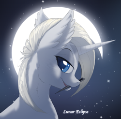 Size: 557x548 | Tagged: safe, artist:a-lunar-eclipse, oc, oc:lunar eclipse, species:pony, species:unicorn, blue, eclipse, lunar, moon, white
