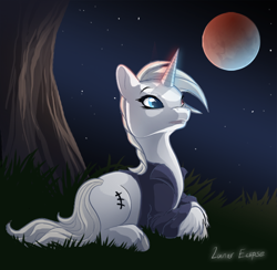 Size: 600x585 | Tagged: safe, artist:a-lunar-eclipse, oc, oc:lunar eclipse, species:pony, species:unicorn, eclipse, lunar, moon, night, white