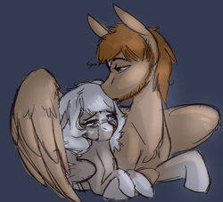 Size: 1532x1394 | Tagged: safe, artist:sierra flyer, oc, oc:coffee creamtrain, oc:geartrain, species:pegasus, species:pony, coffeetrain, comforting, crying, female, husband and wife, male, mare, stallion, vent art