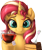 Size: 2123x2521 | Tagged: safe, artist:awalex, character:sunset shimmer, species:pony, species:unicorn, g4, cake, cute, digital art, female, food, full face view, hoof hold, looking at you, mare, pun, shimmerbetes, simple background, smiling, solo, spoon, tea, transparent background, underhoof, visual gag
