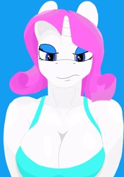 Size: 1795x2545 | Tagged: safe, artist:krumpcakes, character:rarity, species:anthro, breasts, cleavage, looking at you