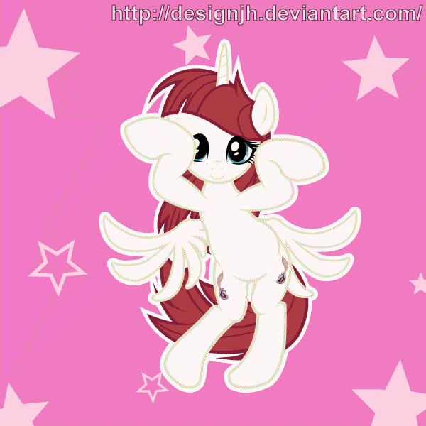 Size: 600x600 | Tagged: safe, artist:php94, edit, oc, oc only, oc:fausticorn, animated, caramelldansen, cute, faustabetes, flapping, lauren faust, smiling, solo, stars