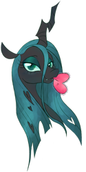 Size: 750x1500 | Tagged: safe, alternate version, artist:puddingskinmcgee, character:queen chrysalis, species:changeling, background removed, bust, changeling queen, female, heart, holiday, looking at you, simple background, solo, transparent background, valentine's day