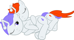 Size: 3321x1806 | Tagged: safe, artist:flutterguy317, oc, oc only, oc:discentia, oc:karma, species:pony, species:unicorn, .svg available, cuddling, cutie mark, downvote, female, mare, reddit, simple background, snuggling, transparent background, upvote, vector