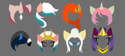 Size: 1442x649 | Tagged: safe, artist:sweeteater, derpibooru original, character:somnambula, character:sphinx, oc, oc:azha magna, oc:flushie, oc:shimmering spectacle, oc:spicy flavor, oc:violet thistle, species:pony, species:sphinx, g4, icon, magical lesbian spawn, magical threesome spawn, offspring, ych result