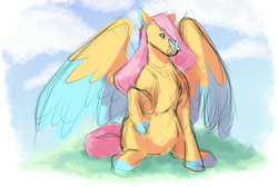 Size: 2836x1908 | Tagged: safe, artist:geisharozu, character:fluttershy, species:pony, butterfly, female, sketch, solo