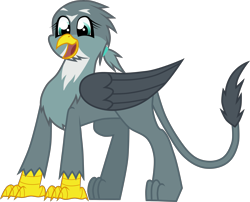 Size: 4715x3806 | Tagged: safe, artist:somber, character:gabby, species:griffon, colored, cute, female, gabbybetes, happy, simple background, smiling, solo, standing, transparent background, vector