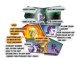 Size: 1600x1200 | Tagged: safe, artist:sneshneeorfa, character:applejack, character:coloratura, character:countess coloratura, character:rarity, character:twilight sparkle, episode:the mane attraction, g4, my little pony: friendship is magic, comic, implied starlight glimmer