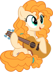 Size: 743x1017 | Tagged: safe, artist:crystalmagic6, character:pear butter, species:earth pony, species:pony, episode:the perfect pear, g4, my little pony: friendship is magic, acoustic guitar, applejack's mom, cutie mark, female, guitar, inkscape, mare, musical instrument, open mouth, simple background, sitting, transparent background, vector