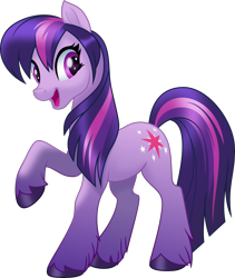 Size: 6000x7123 | Tagged: safe, artist:negatif22, character:twilight sparkle, species:earth pony, species:pony, g5 leak, leak, earth pony twilight, female, hooves, mare, movie accurate, open mouth, simple background, smiling, solo, transparent background, twilight sparkle (g5), unshorn fetlocks, vector