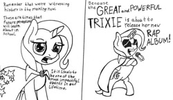 Size: 640x370 | Tagged: safe, artist:ewoudcponies, character:trixie, species:pony, species:unicorn, cape, clothing, comic, glasses, hip hop, microphone, sketch, traditional art, trixie's cape