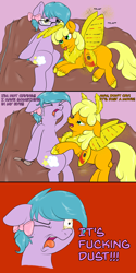 Size: 1200x2400 | Tagged: safe, artist:pavlovzdawg, oc, oc only, oc:dipsy, oc:iona, species:earth pony, species:mothpony, species:pony, comic, couch, crying, dust, female, moth, original species