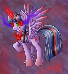 Size: 1000x1078 | Tagged: safe, artist:dany-the-hell-fox, character:twilight sparkle, character:twilight sparkle (alicorn), species:alicorn, species:pony, alicorn amulet, corrupted, corrupted twilight sparkle, dark magic, female, mare, solo, sombra eyes