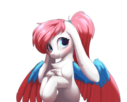 Size: 1280x1024 | Tagged: safe, artist:silver fox, oc, oc only, species:pegasus, species:pony, bunny ears, chest fluff, colored wings, simple background, solo, transparent background, wings
