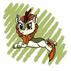 Size: 1500x1500 | Tagged: safe, artist:mlplayer dudez, character:autumn blaze, species:kirin, abstract background, cel shading, cheek fluff, cute, digital art, ear fluff, looking at you, lying down, prone, shading, tail wrap, tongue out