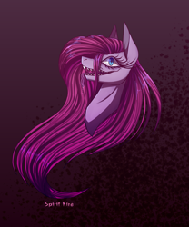 Size: 2000x2400 | Tagged: safe, artist:spirit-fire360, character:pinkamena diane pie, character:pinkie pie, species:earth pony, species:pony, bust, creepy, creepy smile, drool, female, sharp teeth, slit eyes, smiling, solo, teeth, tongue out