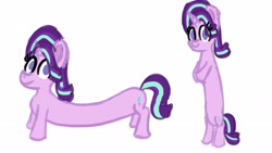 Size: 3840x2160 | Tagged: safe, artist:llamalauncher, character:starlight glimmer, species:pony, species:unicorn, bipedal, female, long glimmer, long pony, meme, smiling, solo