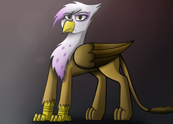 Size: 2800x2000 | Tagged: safe, artist:somber, character:gilda, species:griffon, annoyed, colored, fanart, female, light, looking at you, serious, serious face, shadow, solo, standing