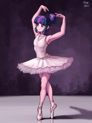 Size: 1536x2048 | Tagged: safe, artist:tinybenz, character:twilight sparkle, species:human, episode:a royal problem, g4, my little pony: friendship is magic, armpits, ballerina, ballet, ballet slippers, dancing, female, hair bun, humanized, solo, tutu, twilarina