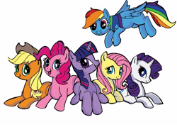 Size: 2892x2073 | Tagged: safe, artist:sophillia, character:applejack, character:fluttershy, character:pinkie pie, character:rainbow dash, character:rarity, character:twilight sparkle, species:pony, cute, female, mane six, mare, prone