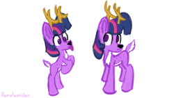 Size: 3840x2160 | Tagged: safe, artist:llamalauncher, character:twilight sparkle, species:deer, deerified, female, rearing, solo, species swap, tongue out