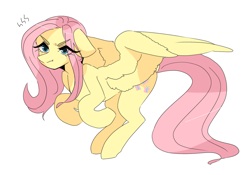 Size: 2755x1923 | Tagged: safe, artist:seamaggie, character:fluttershy, species:pegasus, species:pony, cute, eye clipping through hair, female, floppy ears, fluttershy is not amused, mare, shyabetes, simple background, solo, unamused, white background