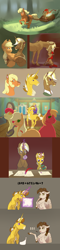 Size: 2152x8993 | Tagged: safe, artist:varwing, character:apple bloom, character:applejack, character:big mcintosh, character:trenderhoof, oc, oc:apple jam, oc:berry crown, oc:ida red, oc:pacifica rose, parent:applejack, parent:cheese sandwich, parent:pinkie pie, parent:trenderhoof, parents:cheesepie, parents:trenderjack, species:earth pony, species:pegasus, species:pony, species:unicorn, cart, female, magic, male, mare, math, offspring, quill, shipping, straight, trenderjack