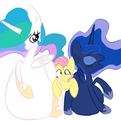Size: 500x500 | Tagged: safe, artist:pony pudge, character:fluttershy, character:princess celestia, character:princess luna, chubbylestia, fat, princess moonpig