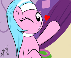 Size: 2450x2000 | Tagged: safe, artist:asajiopie01, character:aloe, species:pony, cute, female, floating heart, heart, looking at you, one eye closed, solo, twilight sparkle's secret shipfic folder, wink