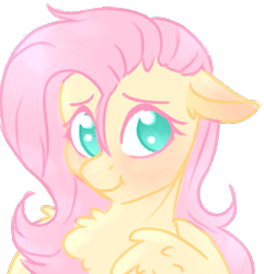 Size: 801x831 | Tagged: safe, artist:sierra flyer, character:fluttershy, species:pegasus, species:pony, blushing, bust, chest fluff, cute, female, floppy ears, no pupils, portrait, shyabetes, simple background, solo, transparent background