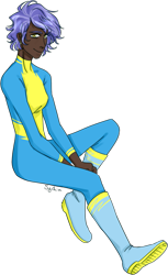 Size: 473x771 | Tagged: safe, artist:sychia, oc, oc only, oc:rainy skies (ice1517), parent:open skies, parent:thunderlane, parents:thunderskies, species:human, icey-verse, boots, clothing, dark skin, ear piercing, earring, female, humanized, humanized oc, jewelry, magical gay spawn, offspring, piercing, shoes, simple background, solo, transparent background, uniform, wonderbolts, wonderbolts uniform