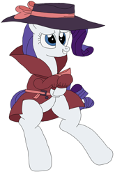 Size: 2104x3184 | Tagged: safe, artist:hubfanlover678, character:rarity, clothing, detective rarity, fedora, hat