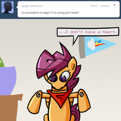 Size: 640x640 | Tagged: safe, artist:putuk, character:scootaloo, ask scootabot, female, scootabot, solo, team fortress 2