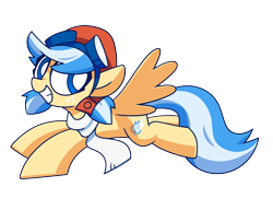 Size: 3900x3000 | Tagged: safe, artist:coaldustthestrange, oc, oc only, oc:easy breezy, species:pegasus, species:pony, aviator goggles, aviator hat, clothing, female, flying, freckles, goggles, hat, mare, midair pony fair, pegasus oc, pigtails, scarf, simple background, smiling, solo, spread wings, transparent background, wings